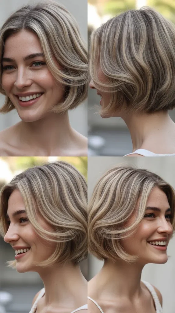 Chin-Length Bob with Pearl or Silver Tones