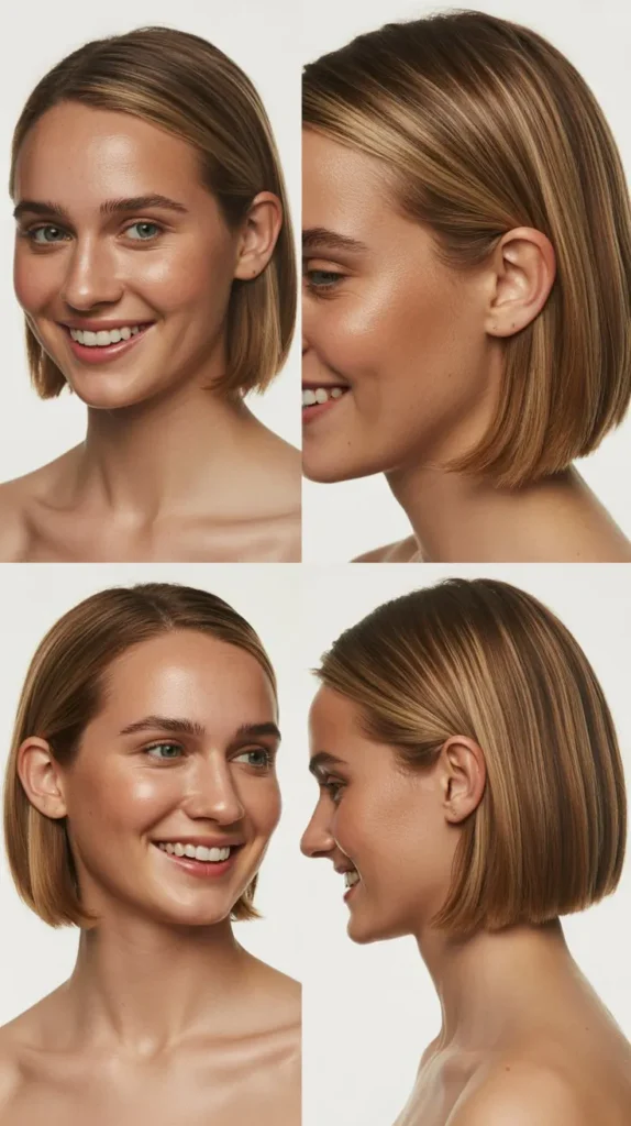 Chin-Length Bob with Slicked-Back Styling