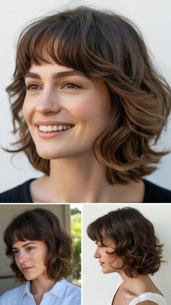 Textured Chin-Length Cut with Eyebrow-Skimming Bangs