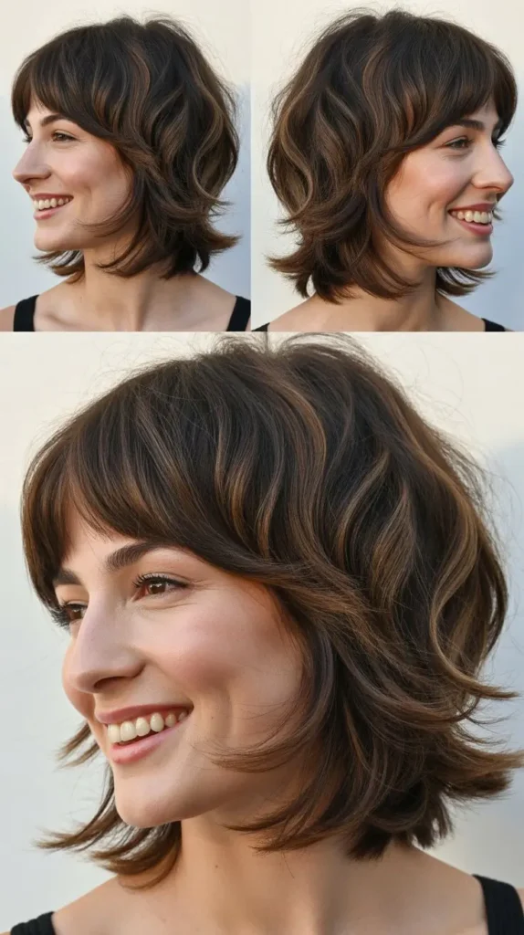  Chin-Length Shag with Bangs