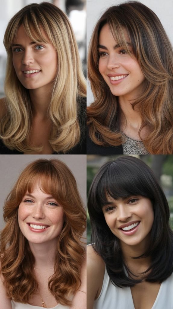 Curtain Bangs with Long Layered Hair