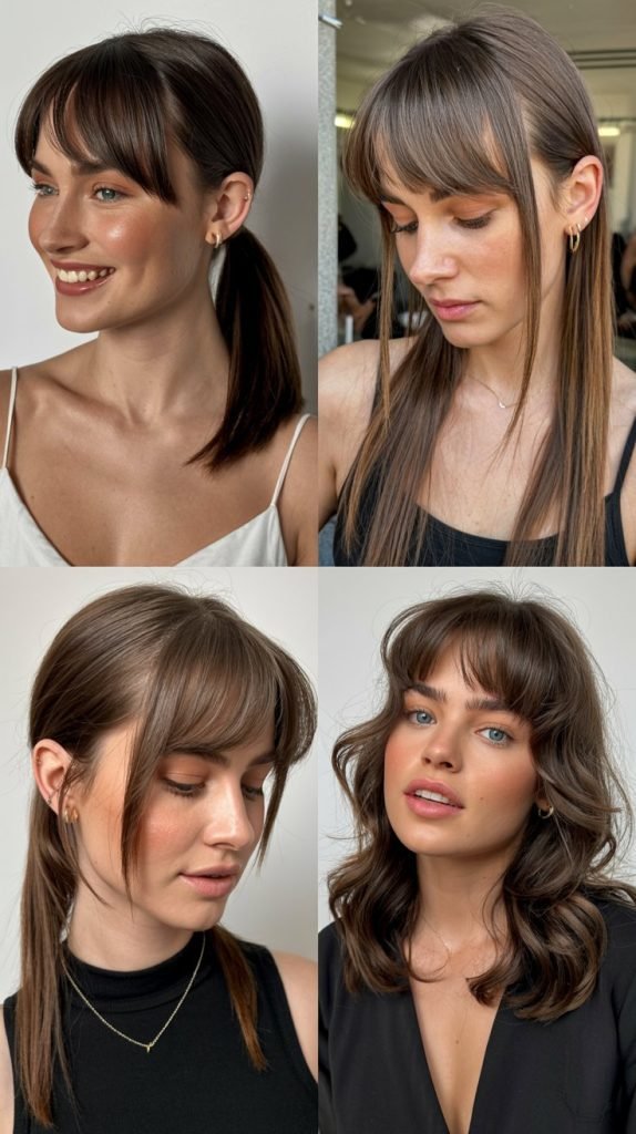 Sleek Straight Hair with Piecey Bangs