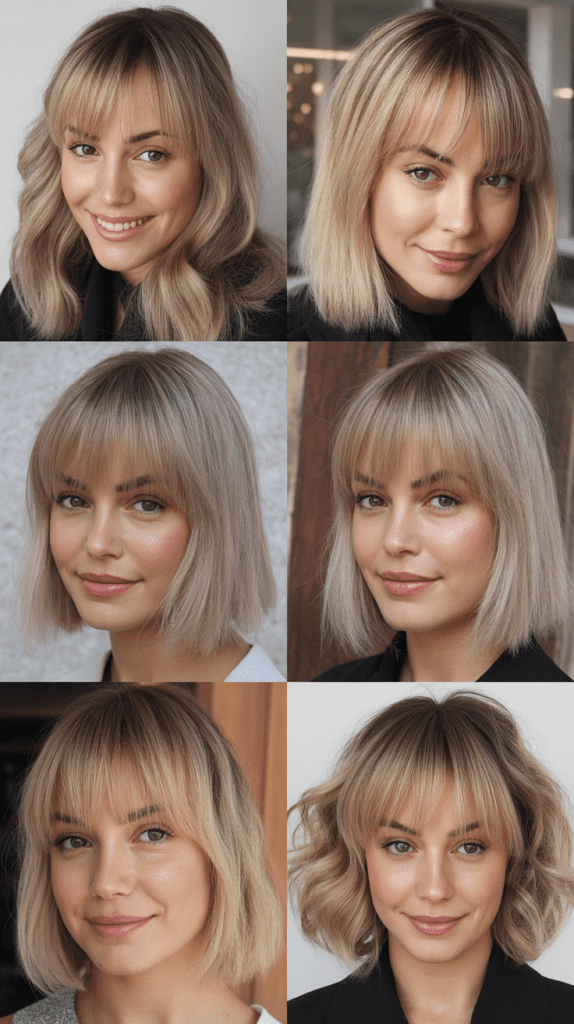 Ash Blonde with Blunt Curtain Bangs