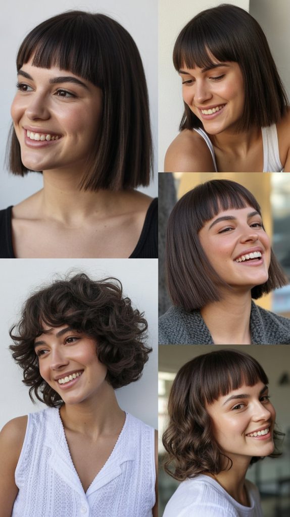 Blunt Chin-Length Cut with Bottleneck Bangs