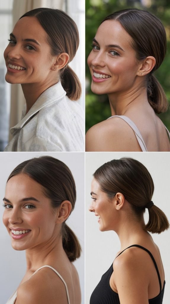 Slicked-Back Low Ponytail