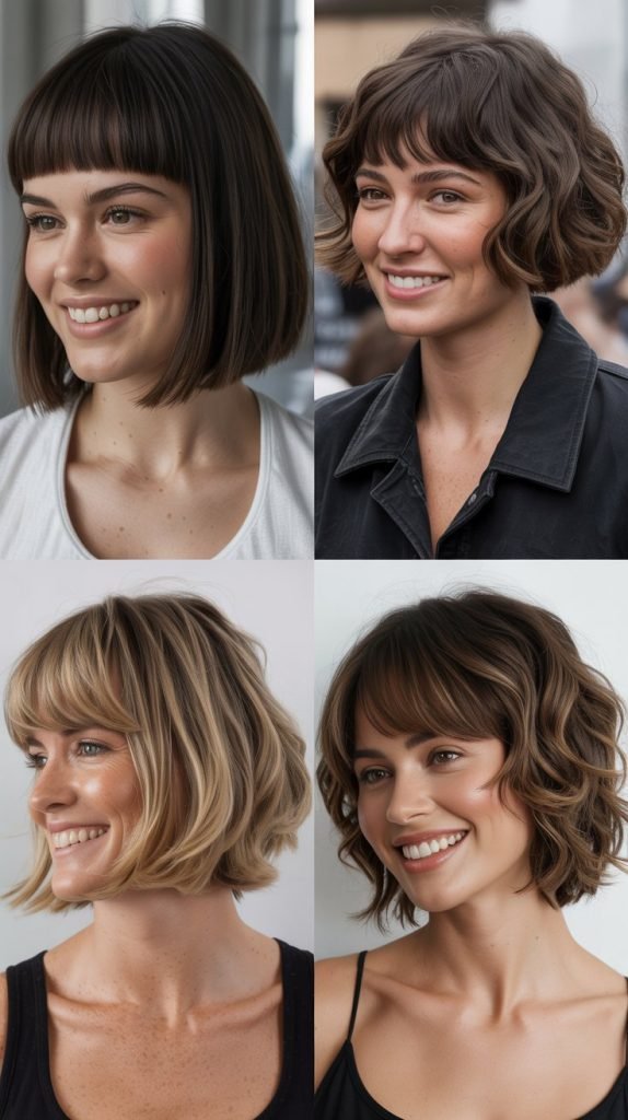 Rounded Bangs with Layered Lob