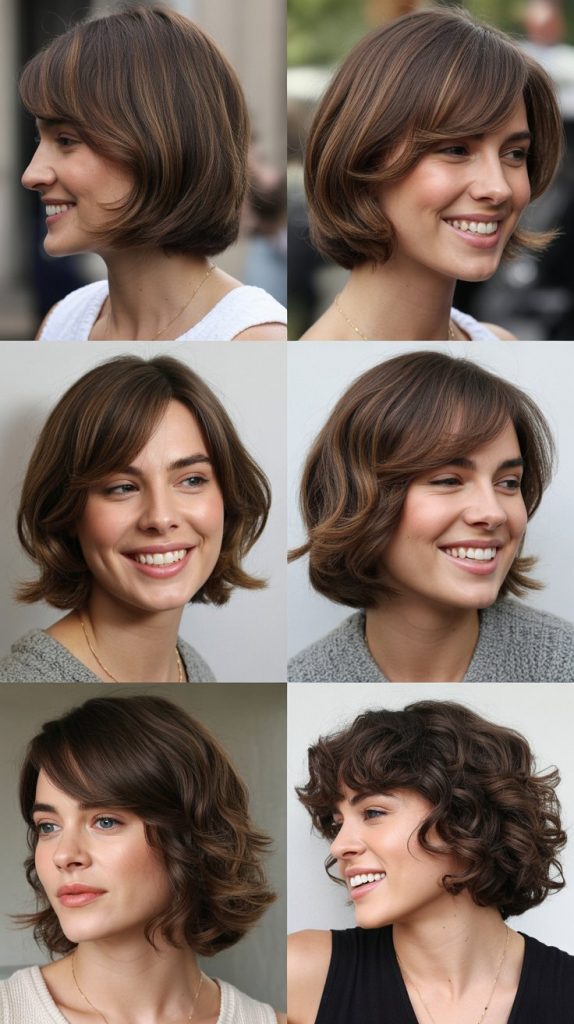 Layered Chin-Length Bob with Side-Swept Bangs