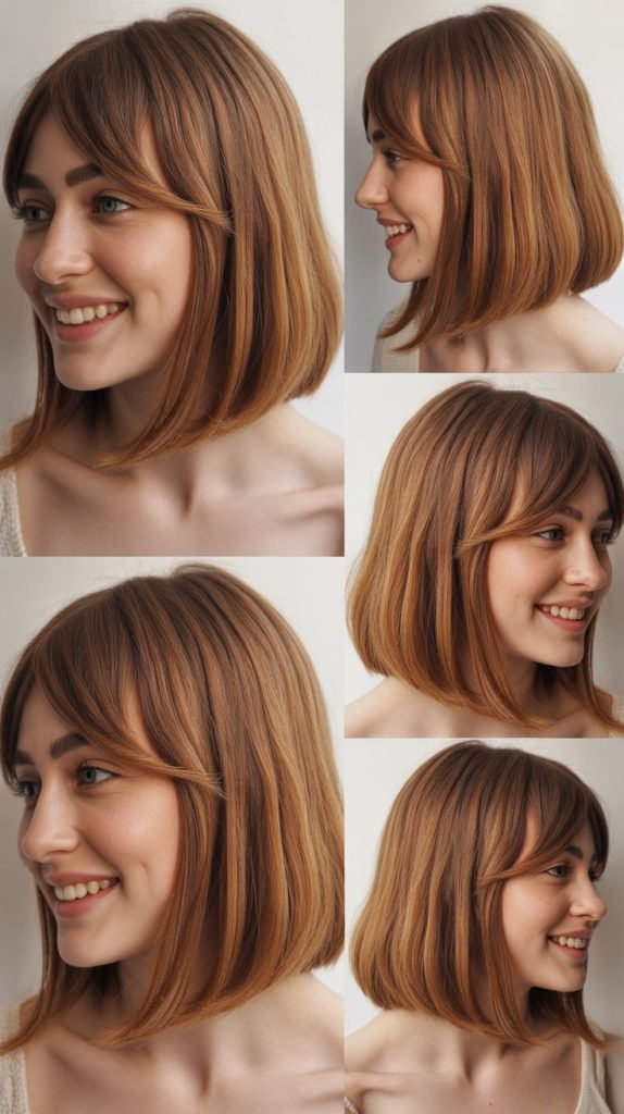 Straight Lob with Long Side-Swept Bangs