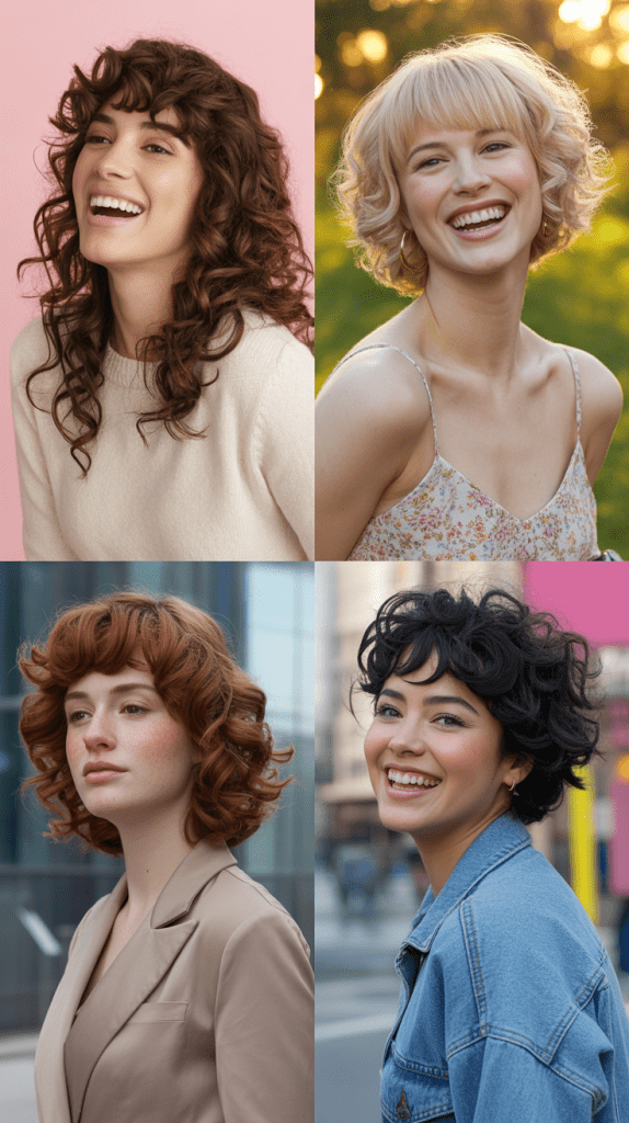 Curly Lob with Short Bangs