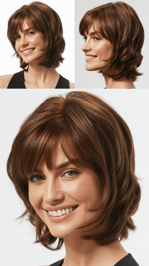 Choppy Bob with Deep Side Part and Angled Bangs