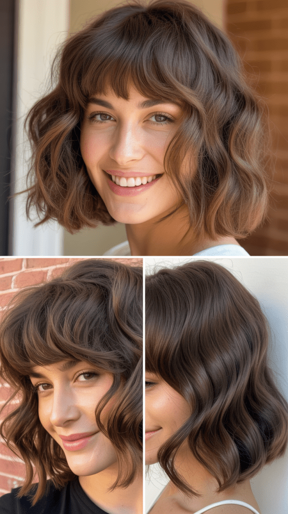 Wavy Bob With Full Bangs