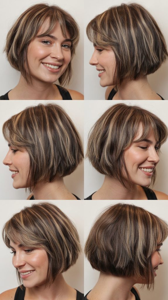 Chin-Length Bob with Razored Ends and Razored Bangs