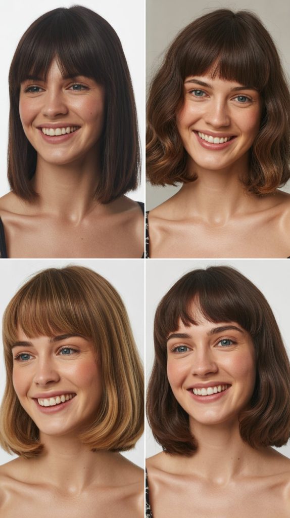 Chin-Length A-Line Bob with Full Bangs