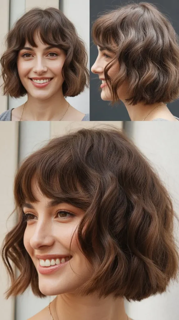 Wavy Chin-Length Bob with Piece-y Bangs