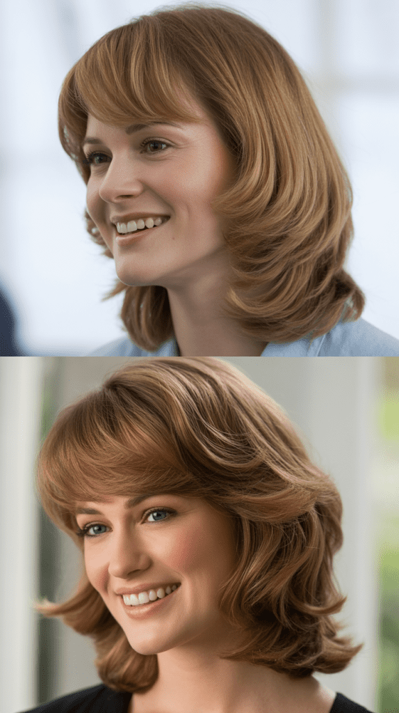 Classic Layers With Traditional Side Swept Bangs
