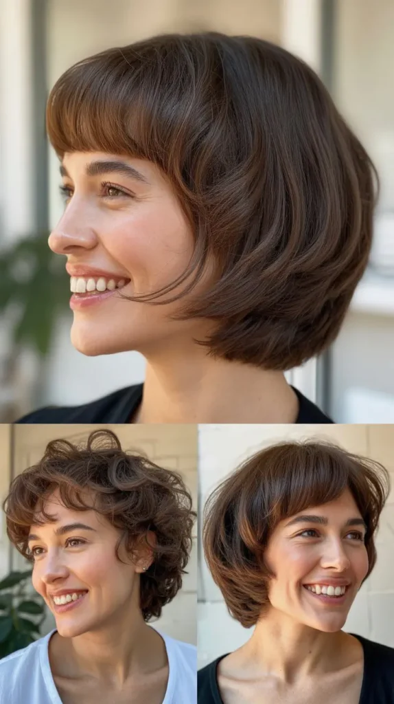 Chin-Length Stacked Bob with Angled Bangs