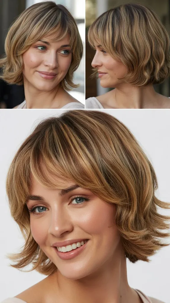 Chin-Length Bob with Layered Wispy Bangs