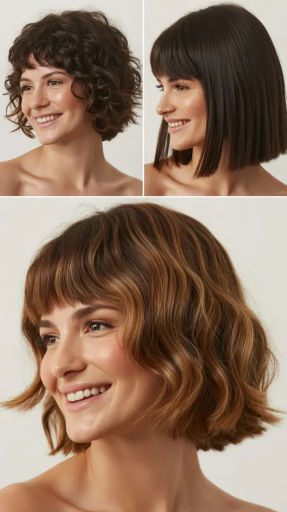 Chin-Length Choppy Bob with Heavy Bangs