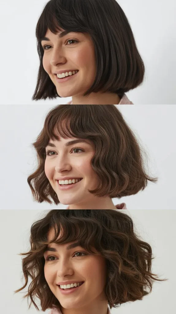 Chin-Length Bob with Brow-Grazing Wispy Bangs