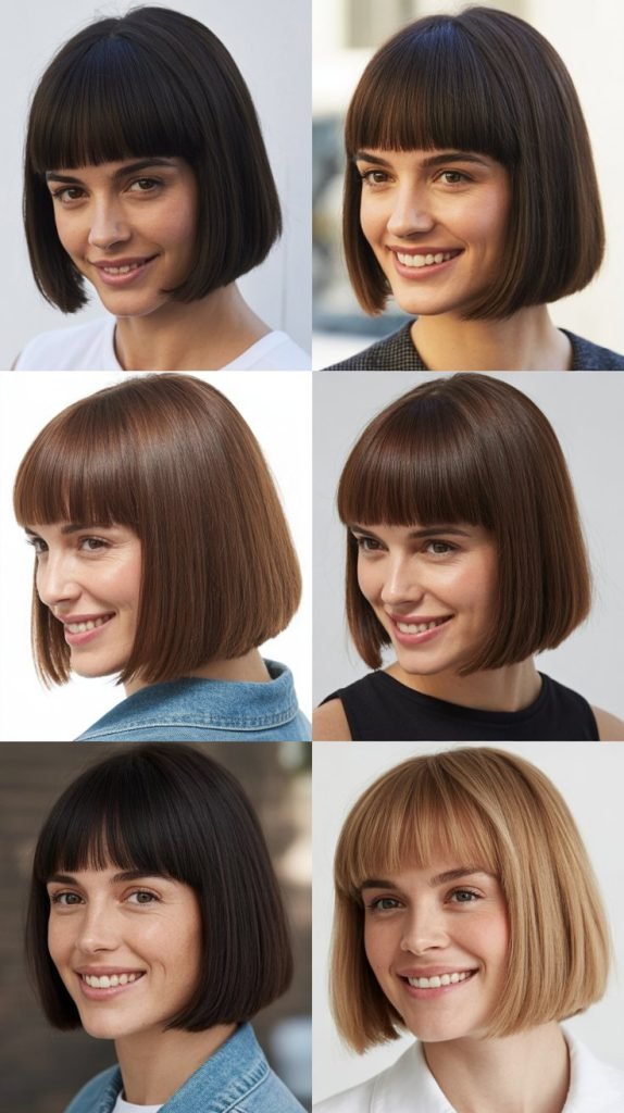  Classic Blunt Bob With Straight-Across Bangs
