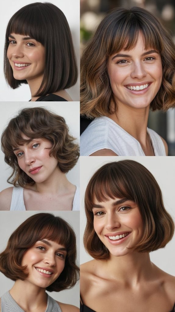 Rounded Bangs with Curved Bob