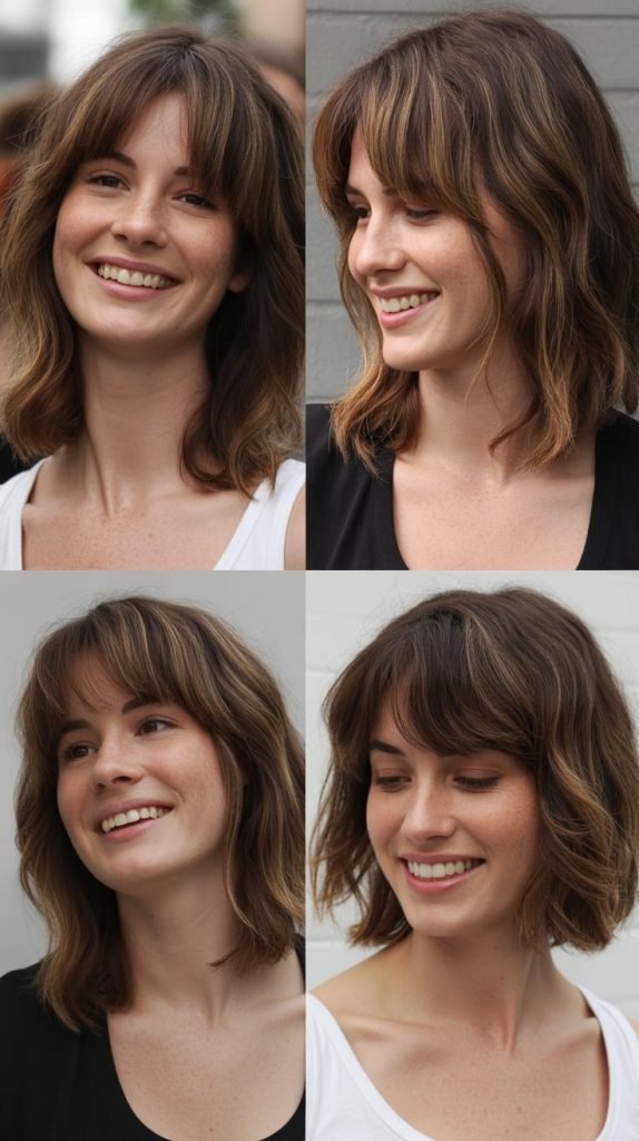  Tousled Lob with Long Bangs