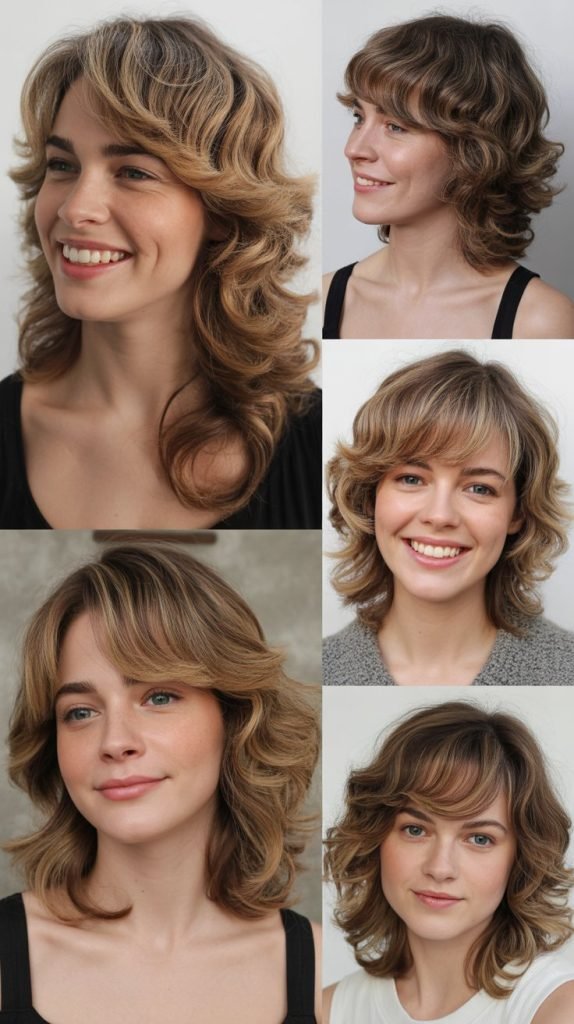 Wispy Side Bangs with Layered Waves