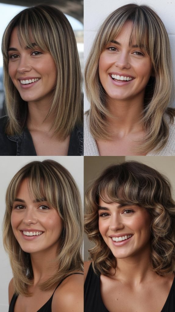 Curtain Bangs with Layered Lob