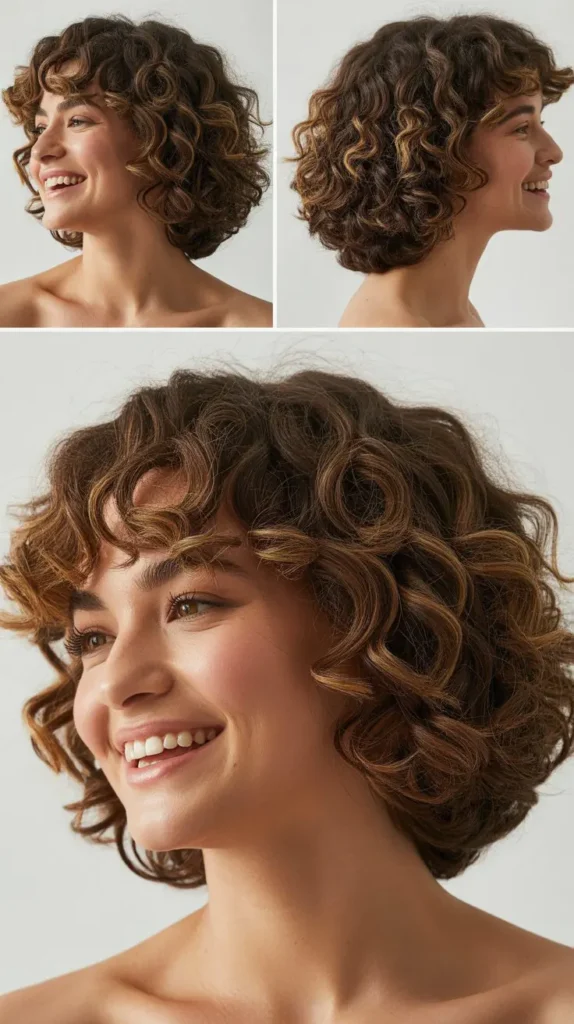 Bouncy Chin-Length Curly Bob with Maximum Volume