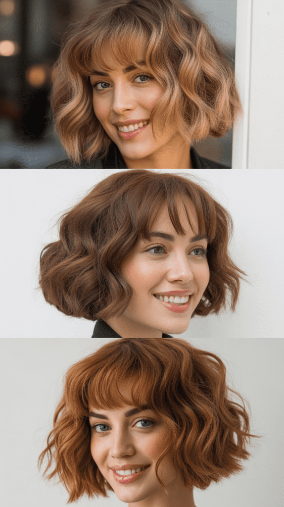 Wavy Bob With Feathered Bangs