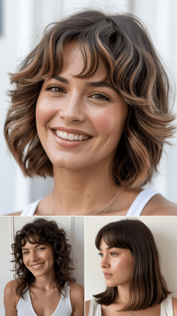 Textured Lob With Wispy Bangs