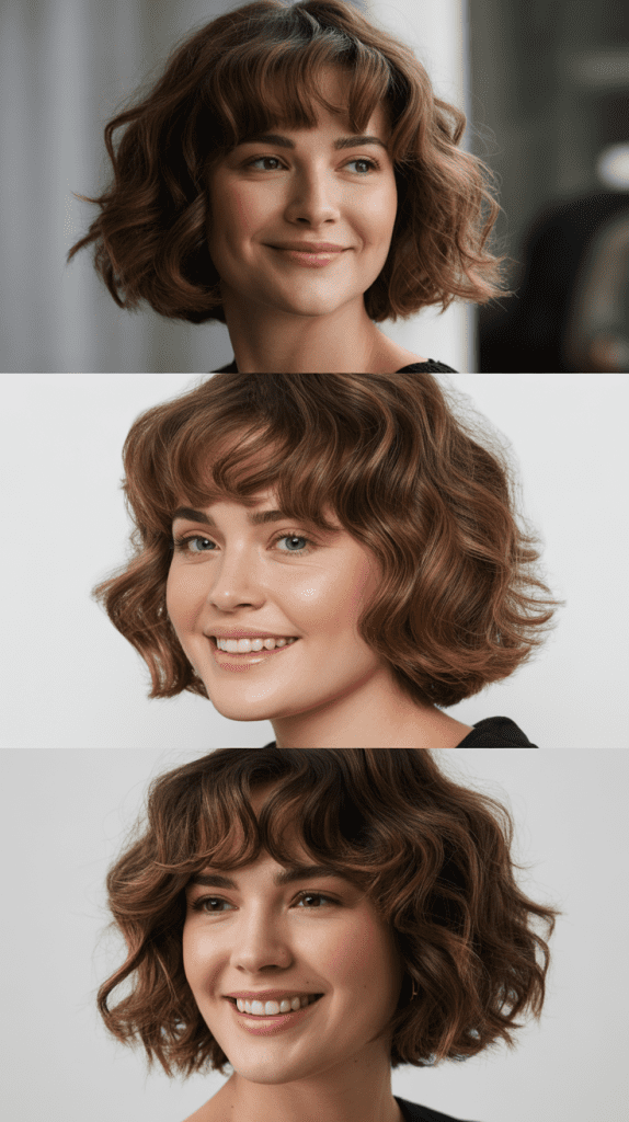 Wavy Bob With Layered Side Fringe