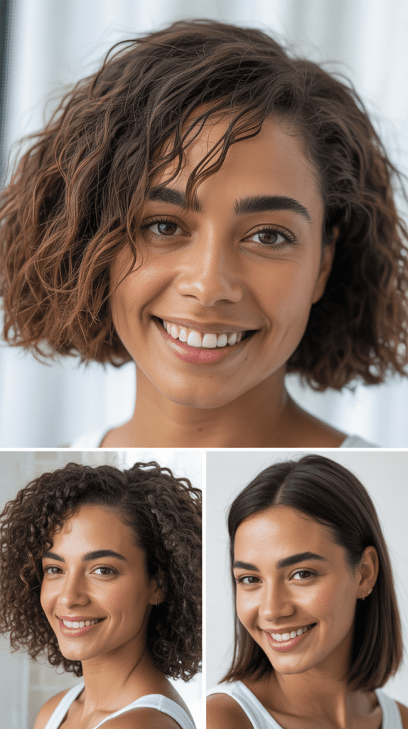 Textured LOB With Diagonal Bangs