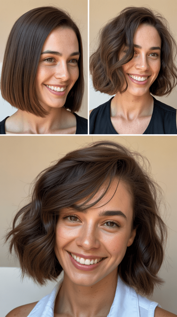 Blunt Textured LOB With Side Bangs