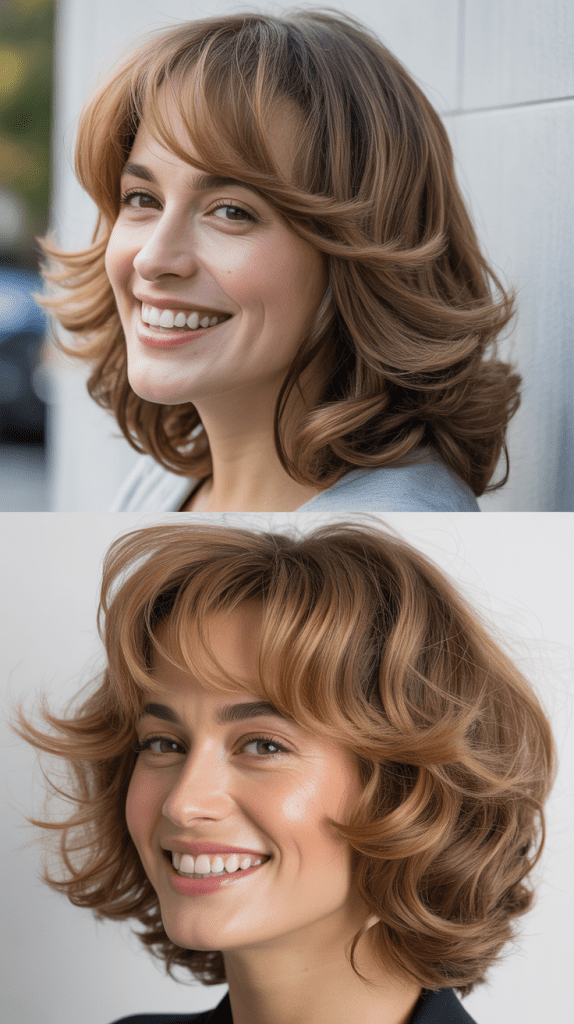 Bouncy Layers With Voluminous Side Bangs