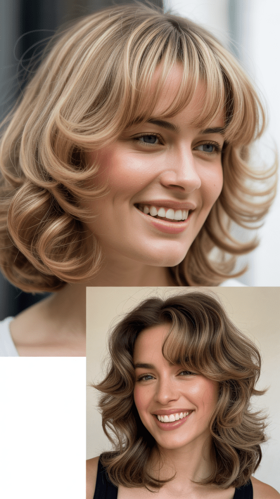 Soft Blended Layers With Curtain Bangs For Fine Hair