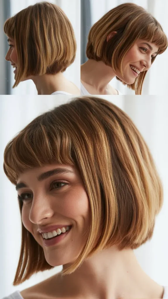Chin-Length Graduated Bob with Tapered Bangs
