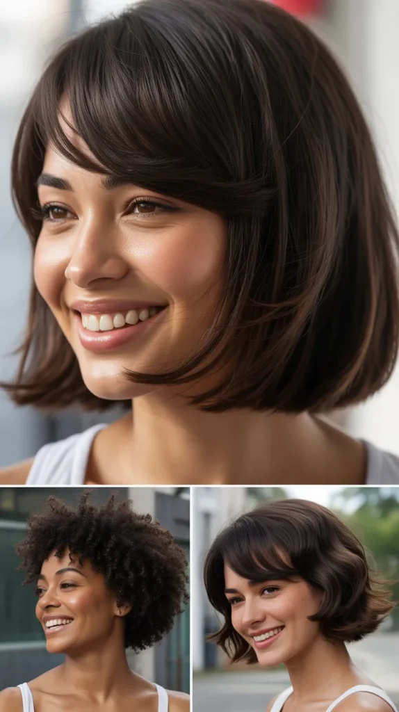  Chin-Length Bob with Dramatic Side-Swept Bangs