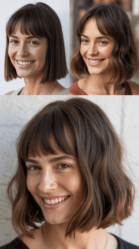  Straight Lob With Arched Bangs