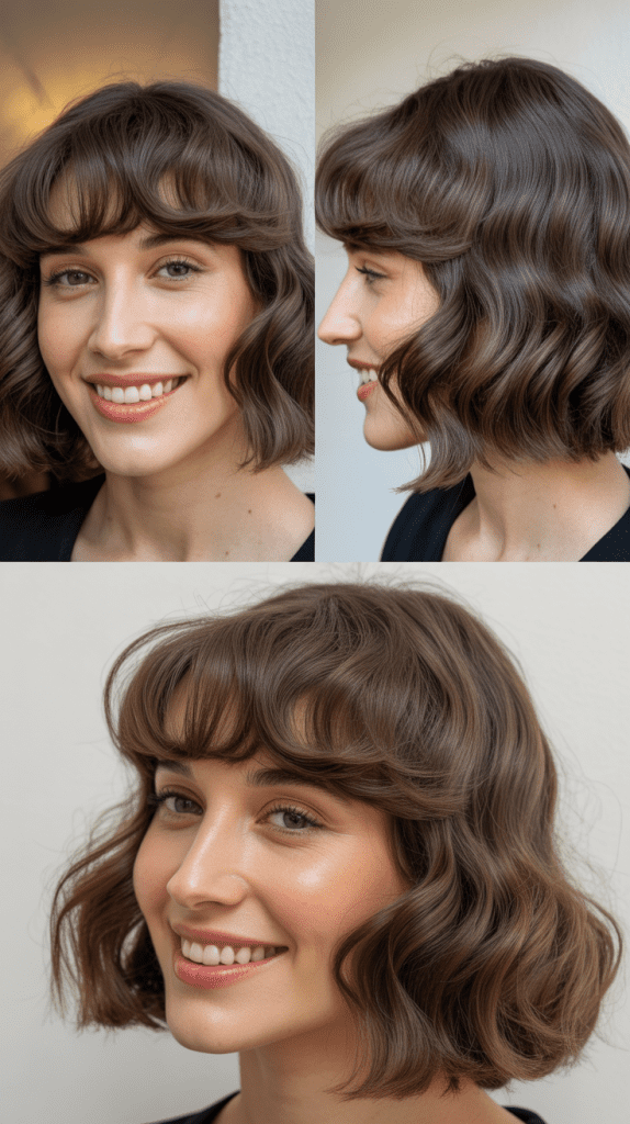 Wavy Bob With Rounded Bangs