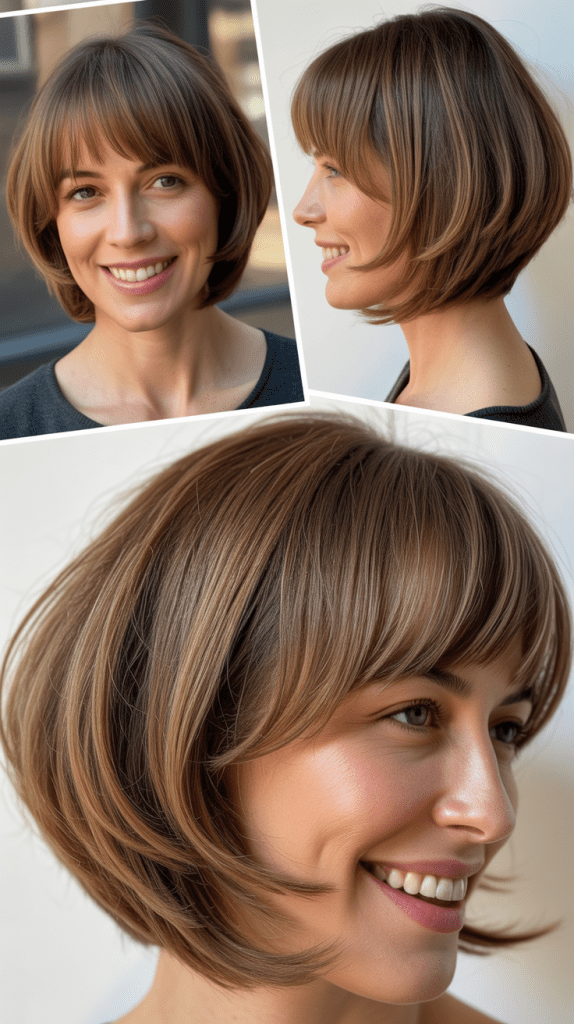 Stacked Bob With Long Sweeping Bangs