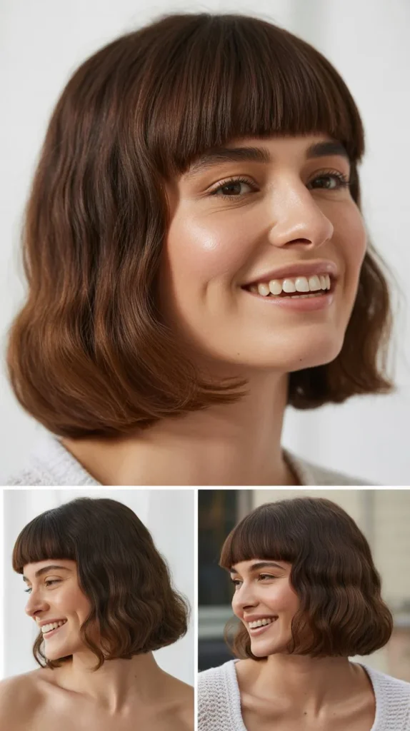  Classic Chin-Length Bob with Blunt Bangs
