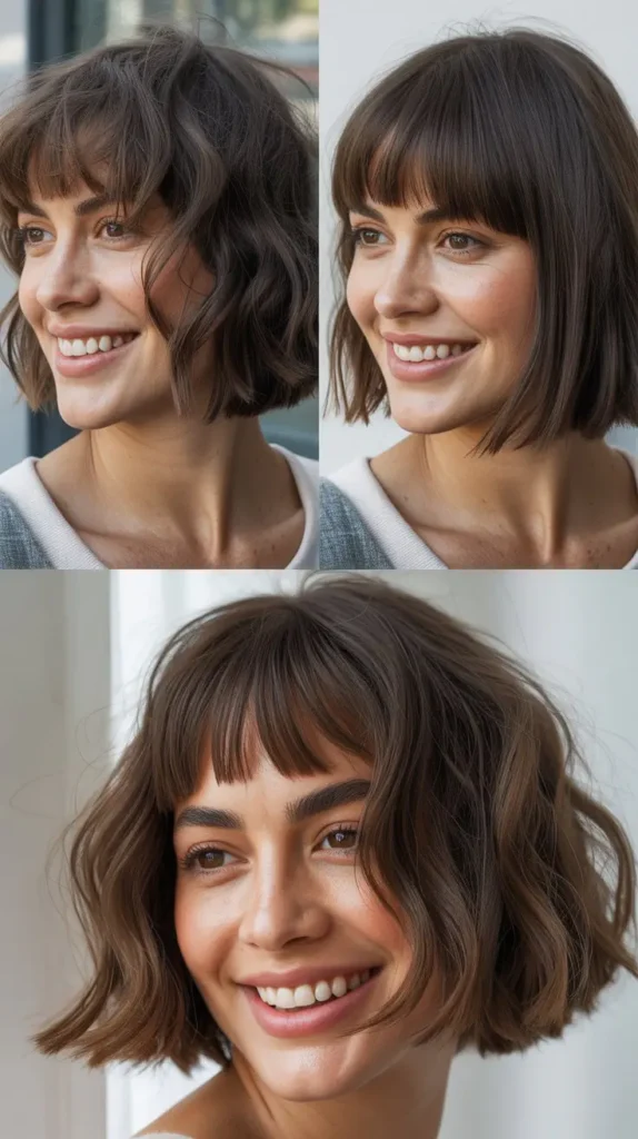 Chin-Length Bob with Razored Ends and Razored Bangs