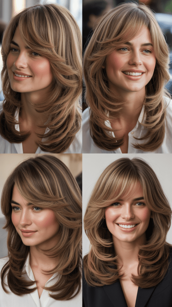  Feathered Layers With Soft Curtain Bangs