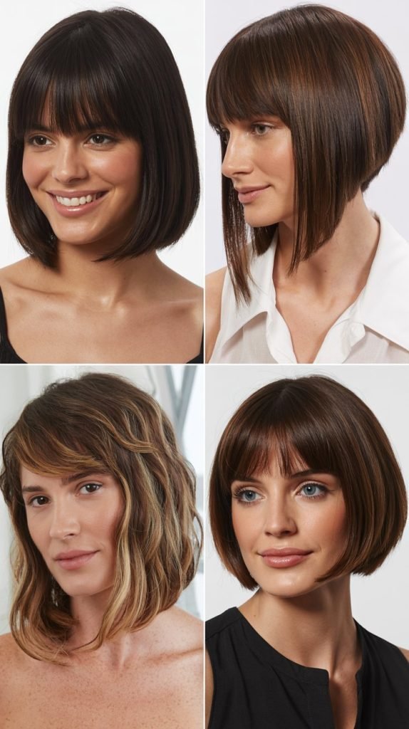 Polished Bob With Long Sleek Bangs