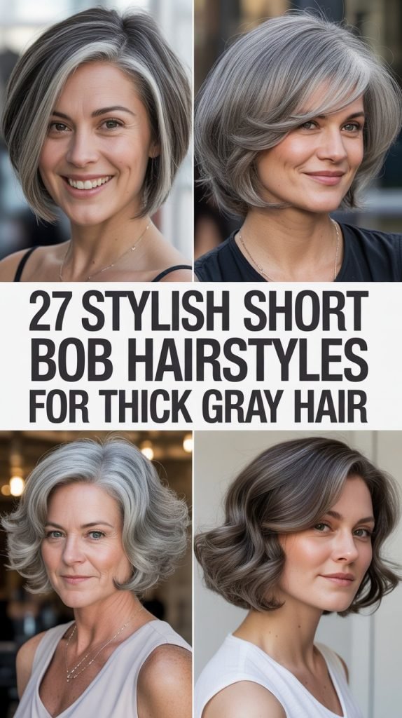 27 Stylish Short Bob Hairstyles for Thick Gray Hair