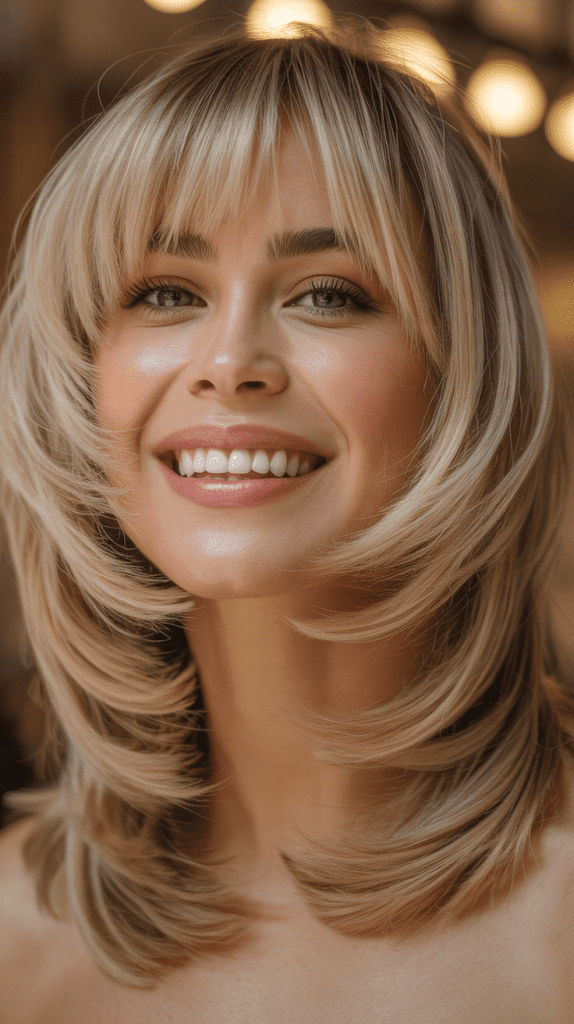 Layered Collarbone Cut with Arched Fringe