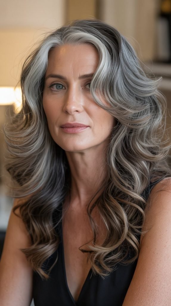 Soft Waves with Gray Balayage