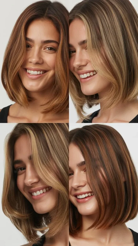 Chin-Length Bob with Lowlights