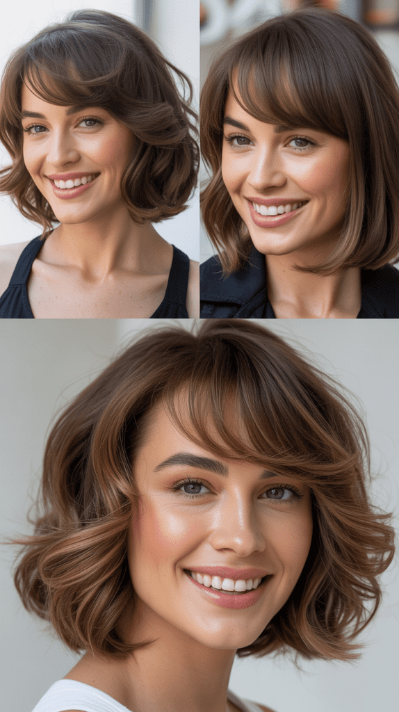 Layered Lob With Feathered Side Bangs